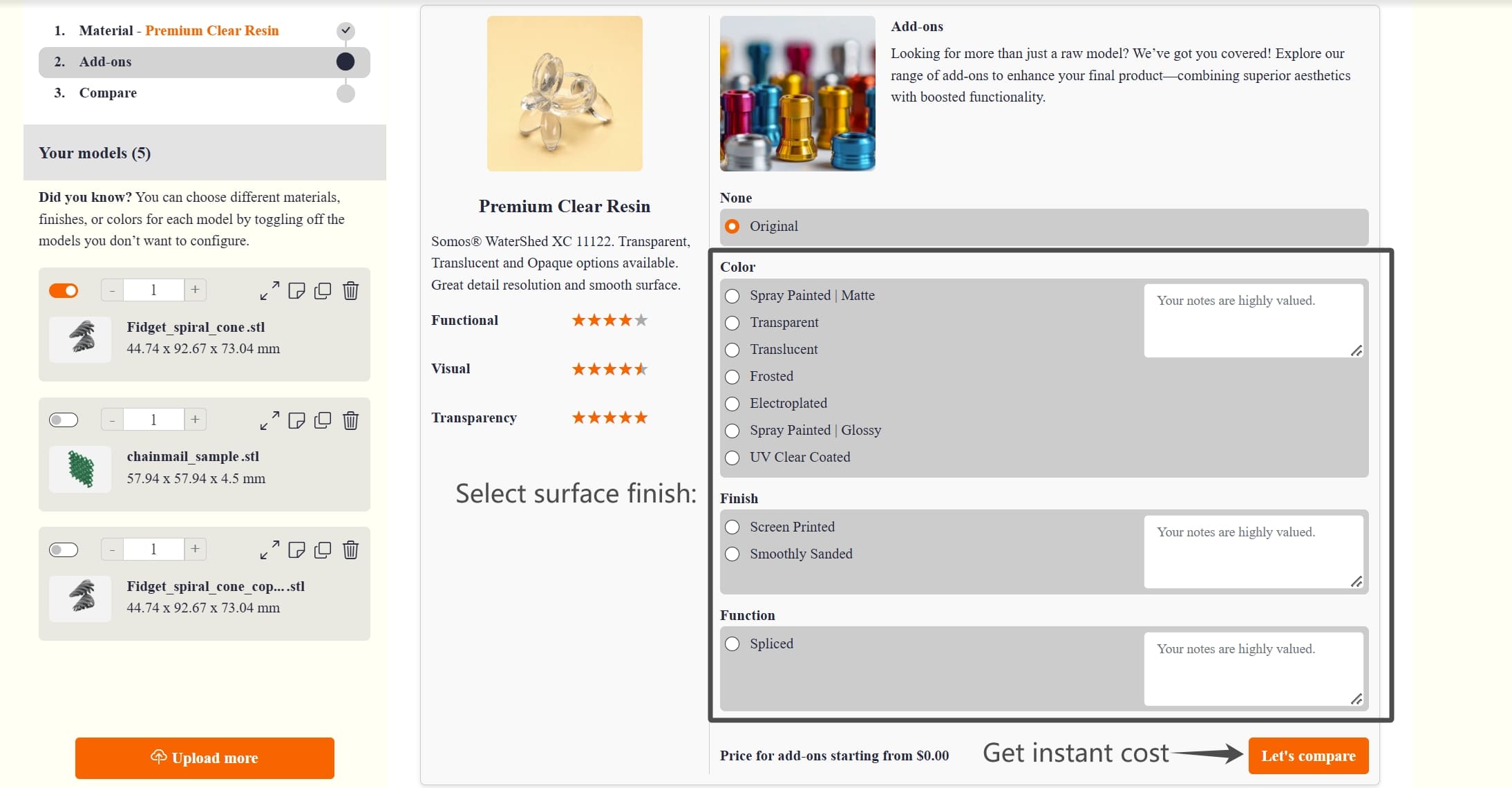 surface finish selection_hi3dp platform